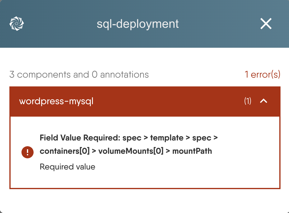 Missing Required Field Error